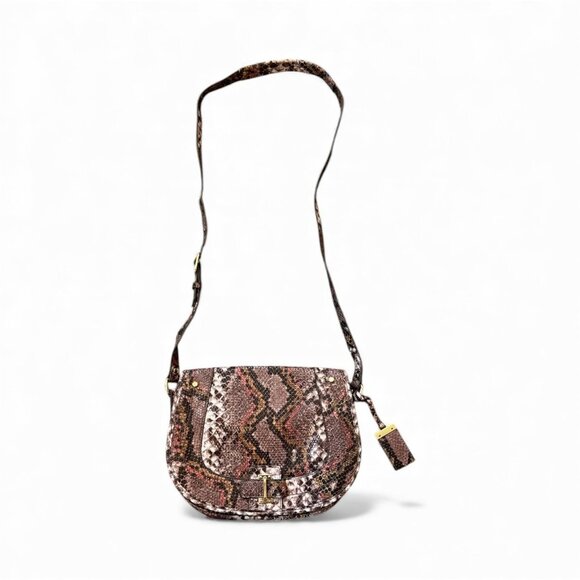 Nine West Snake Print Faux Leather Crossbody Bag With Adjustable Strap & Gold Ha - Picture 2 of 8